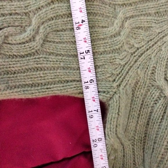 100 percent cashmere light olive heavy cable T-neck size L - Picture 4 of 6